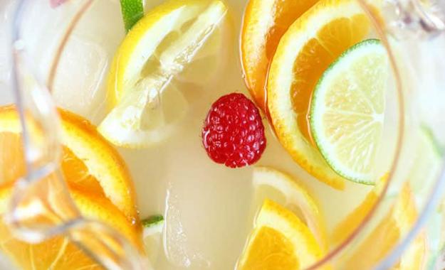 top view of a glass of lemonade