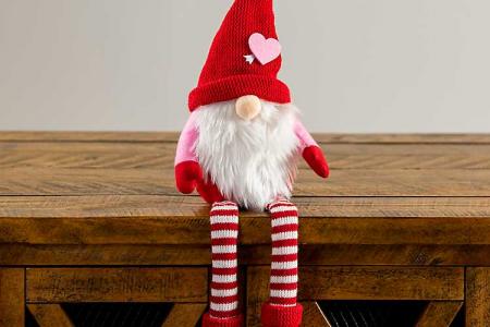 Plush Valentine's Gnome with striped socks