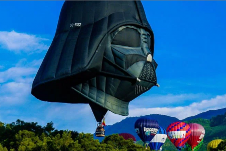 Darth Vader Hot Air Balloon in flight
